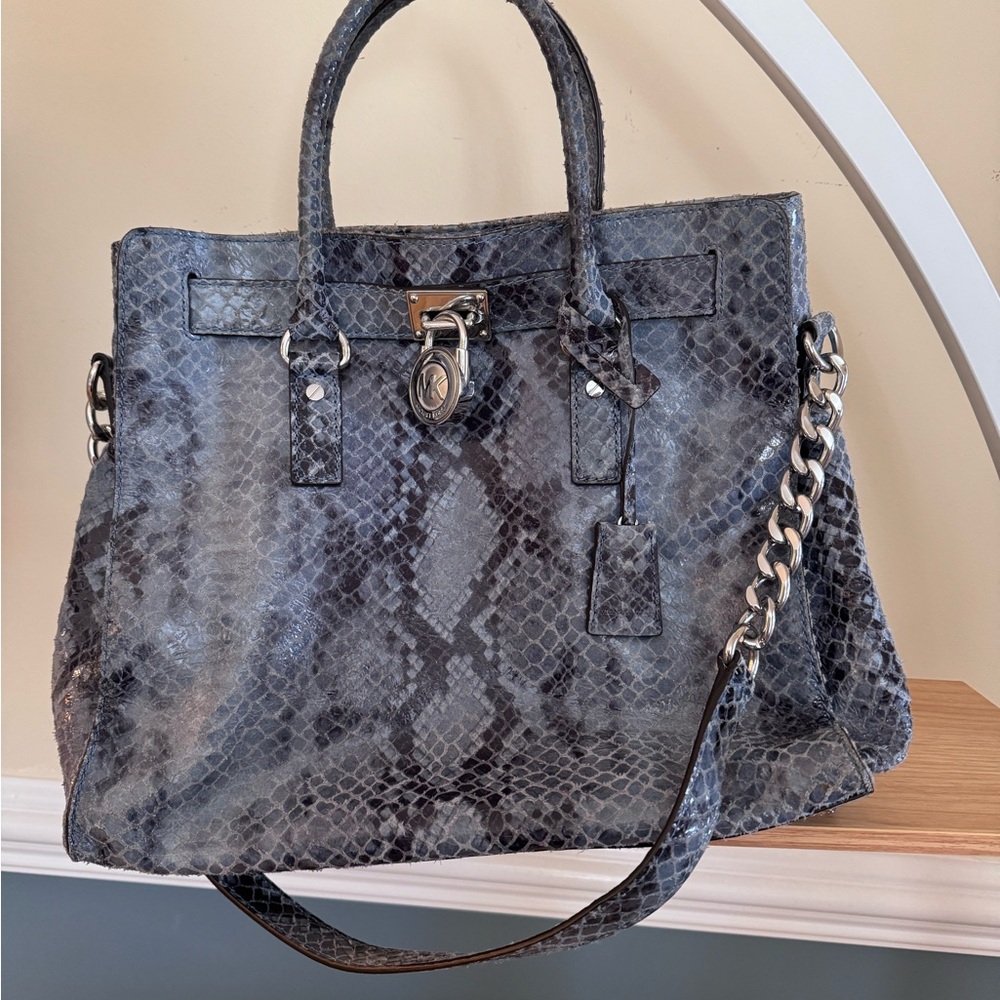 Michael Kors Tote Blue Python Print. Immaculate A… - image 1